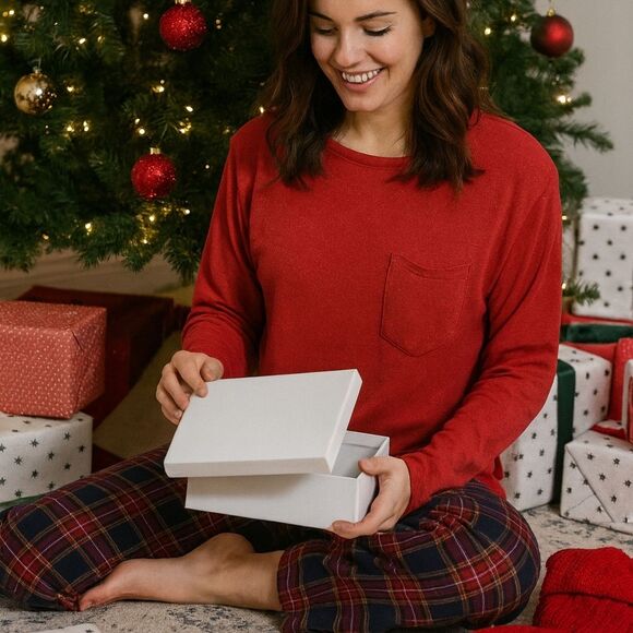 Red Cropped Pullover Sweater S Lightweight L/S Sparkly Glitter Front Pocket - Picture 1 of 7